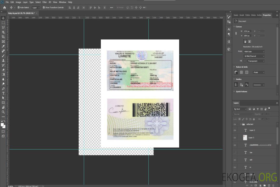 Carte d'immatriculation du véhicule de l'Angola template Carte d'immatriculation du véhicule de l'Angola template
